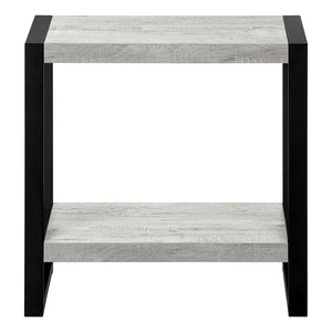English Elm Accent C-Shaped Side Table with Reclaimed Wood-Look Top and Sleek Metal Frame for Small Spaces Grey 28 L x 15 W x 9 H B2710P219145