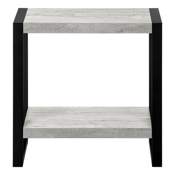 English Elm Accent C-Shaped Side Table with Reclaimed Wood-Look Top and Sleek Metal Frame for Small Spaces Grey 28 L x 15 W x 9 H B2710P219145