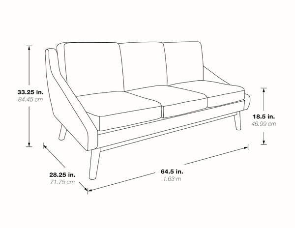 OSP Home Furnishings Mid-century Open Arm Loveseat with Solid Wood Legs and Plush Fiber Cushions Sofa Navy SL4433R-MC3