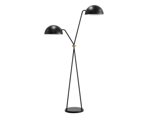 Sunpan Faven Floor Lamp - Modern Dual-Domed Design with Sturdy Iron Base for Stylish Indoor Illumination Black