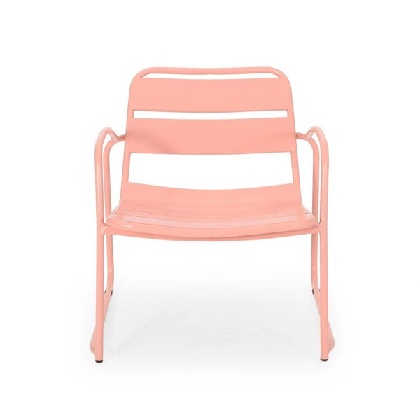 English Elm Christopher Knight Home® - CONRAD Modern Outdoor Chat Set with Powder-Coated Iron Frame, Open Slat Seats for Breezy Comfort Coral N775P250736C