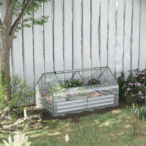 English Elm Outsunny Galvanized Steel Raised Garden Bed with Pvc Greenhouse Cover and Ventilation W2225P217646