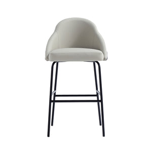 English Elm Gracie Metal Upholstered Barstool - Stone Gray Comfort With Sturdy Black Or Gold Frame Design B365P397984