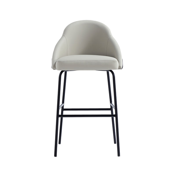 English Elm Gracie Metal Upholstered Barstool - Stone Gray Comfort With Sturdy Black Or Gold Frame Design B365P397984