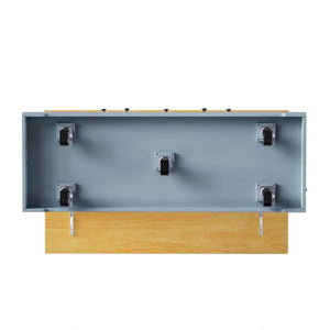 HomeRoots 53" Light Blue Barn Door Rolling Kitchen Island with USB Ports, Storage & Expandable Workspace 654017
