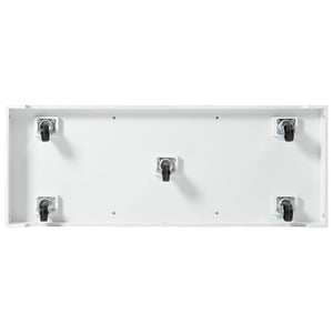 HomeRoots 56" White Wood Barn Door Rolling Kitchen Island with USB, Drop Leaf, Ample Storage & Rustic Charm 654020