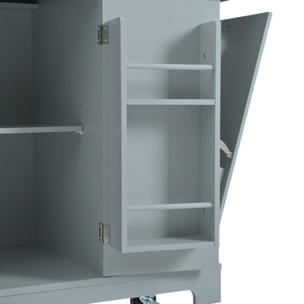 HomeRoots 49" Light Blue Wood Barn Door Kitchen Island with USB, Storage & Expandable Workspace for Farmhouse Charm 654025