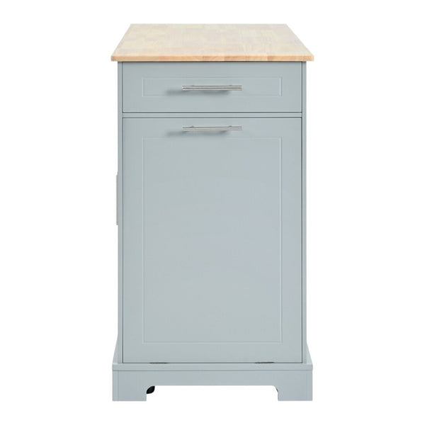 HomeRoots 49" Light Blue Wood Barn Door Kitchen Island with USB, Storage & Expandable Workspace for Farmhouse Charm 654025