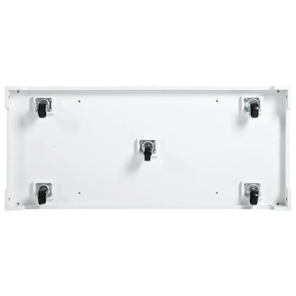 HomeRoots 49" White Wood Barn Door Rolling Kitchen Island with USB, Storage & Expandable Surface for Convenience 654026