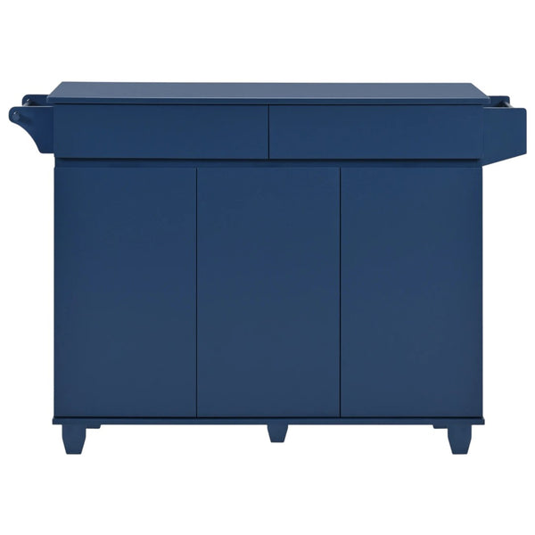 HomeRoots 53" Navy Blue Wood Barn Door Rolling Kitchen Island - Stylish, Versatile, and Space-Saving Solution! 654035