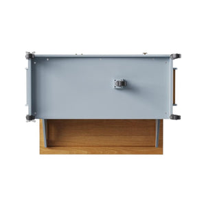 HomeRoots 52" Light Blue Wood Barn Door Rolling Kitchen Island - Stylish, Mobile Storage for Farmhouse Charm! 654037