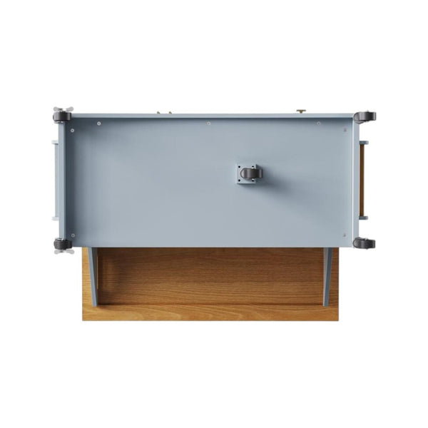 HomeRoots 52" Light Blue Wood Barn Door Rolling Kitchen Island - Stylish, Mobile Storage for Farmhouse Charm! 654037