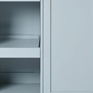 HomeRoots 49" Light Blue Rolling Kitchen Island with Expandable Surface, Sliding Barn Door & Ample Storage 654045