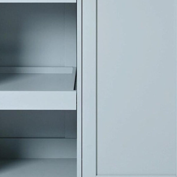 HomeRoots 49" Light Blue Rolling Kitchen Island with Expandable Surface, Sliding Barn Door & Ample Storage 654045