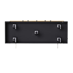 HomeRoots 53" Black Wood Barn Door Rolling Kitchen Island with USB, Storage & Expandable Work Surface 654051
