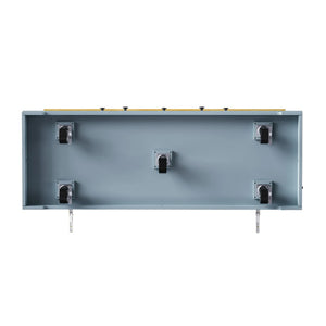 HomeRoots 53" Light Blue Wood Barn Door Kitchen Island Set with USB Ports, Storage & Seating for Versatile Use 654052