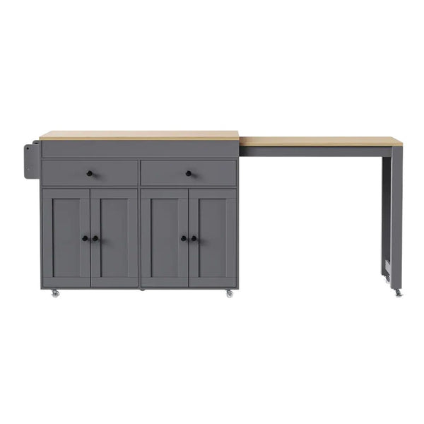 HomeRoots 51" Gray Wood Barn Door Rolling Island - Farmhouse Kitchen Upgrade with Storage, Mobility & Style 654054