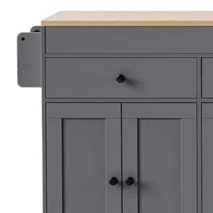 HomeRoots 51" Gray Wood Barn Door Rolling Island - Farmhouse Kitchen Upgrade with Storage, Mobility & Style 654054
