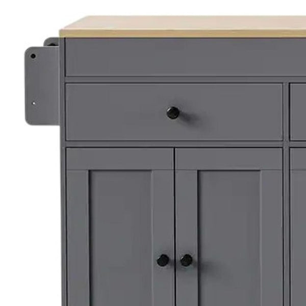 HomeRoots 51" Gray Wood Barn Door Rolling Island - Farmhouse Kitchen Upgrade with Storage, Mobility & Style 654054