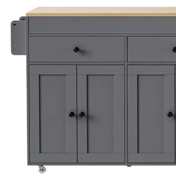 HomeRoots 51" Gray Wood Barn Door Rolling Island - Farmhouse Kitchen Upgrade with Storage, Mobility & Style 654054