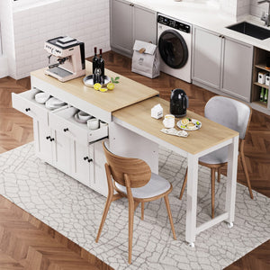 HomeRoots 51" White Wood Barn Door Rolling Kitchen Island - Versatile, Stylish, and Mobile Prep & Storage Solution 654055