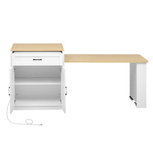 HomeRoots 55" Rolling Barn Door Kitchen Island with Storage, USB Charging, and Expandable Prep Space 654057