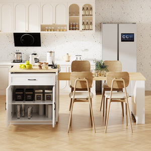 HomeRoots 55" Rolling Barn Door Kitchen Island with Storage, USB Charging, and Expandable Prep Space 654057