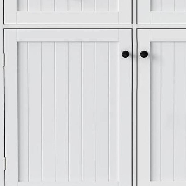 HomeRoots 45" White Wood Barn Door Rolling Kitchen Island with Storage, USB Port & Expandable Workspace 654059