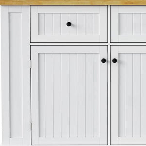 HomeRoots 45" White Wood Barn Door Rolling Kitchen Island with Storage, USB Port & Expandable Workspace 654059