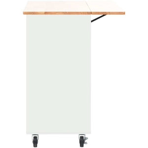 HomeRoots 44" White Wood Barn Door Kitchen Island - Mobile Storage & Expandable Workspace for Small Spaces 654061