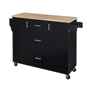 HomeRoots 50" Black Wood Barn Door Rolling Kitchen Island - Stylish, Multi-Functional Storage & Prep Space 654065