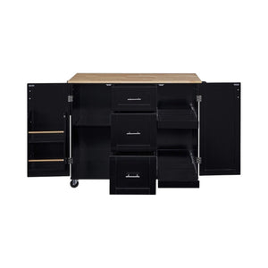 HomeRoots 50" Black Wood Barn Door Rolling Kitchen Island - Stylish, Multi-Functional Storage & Prep Space 654065
