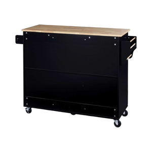 HomeRoots 50" Black Wood Barn Door Rolling Kitchen Island - Stylish, Multi-Functional Storage & Prep Space 654065