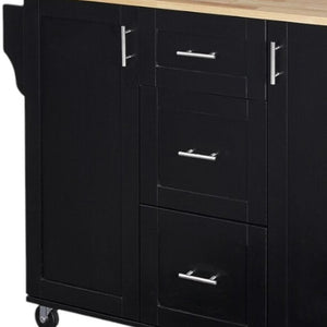 HomeRoots 50" Black Wood Barn Door Rolling Kitchen Island - Stylish, Multi-Functional Storage & Prep Space 654065