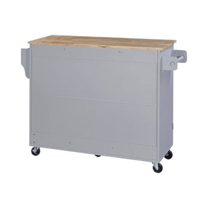 HomeRoots 50" Gray Wood Barn Door Rolling Kitchen Island - Versatile Farmhouse Style with Expandable Workspace! 654066