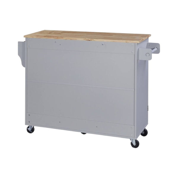 HomeRoots 50" Gray Wood Barn Door Rolling Kitchen Island - Versatile Farmhouse Style with Expandable Workspace! 654066