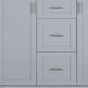 HomeRoots 50" Gray Wood Barn Door Rolling Kitchen Island - Versatile Farmhouse Style with Expandable Workspace! 654066