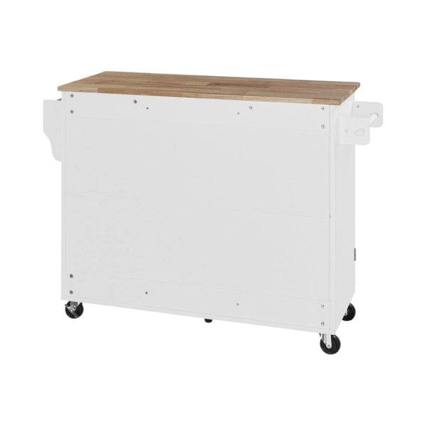 HomeRoots 50" White Wood Barn Door Rolling Kitchen Island - Versatile Prep Space with Rustic Charm & Mobility 654067