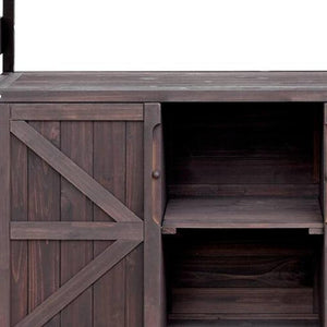 HomeRoots 50" Brown Wood Barn Door Rolling Kitchen Island - Stylish Storage & Prep Space for Any Kitchen 654074