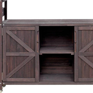 HomeRoots 50" Brown Wood Barn Door Rolling Kitchen Island - Stylish Storage & Prep Space for Any Kitchen 654074