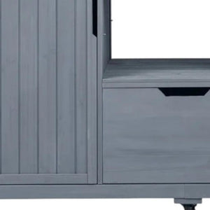 HomeRoots 67" Light Blue Rolling Kitchen Island with Storage - Rustic Farmhouse Charm and Versatile Design 654075