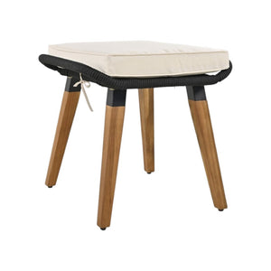 HomeRoots Five-Piece Black and Beige Wicker Seating Set with Cushions, Table, and Cooler for Cozy Outdoor Spaces 654077