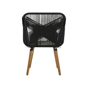 HomeRoots Five-Piece Black and Beige Wicker Seating Set with Cushions, Table, and Cooler for Cozy Outdoor Spaces 654077