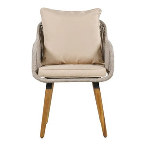 HomeRoots Five-Piece Light Gray and Tan Wicker Seating Set: Cozy Two-Person Loveseat with Cooler Table & Cushions 654078