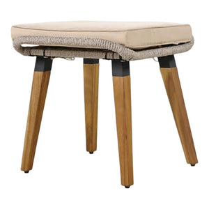 HomeRoots Five-Piece Light Gray and Tan Wicker Seating Set: Cozy Two-Person Loveseat with Cooler Table & Cushions 654078