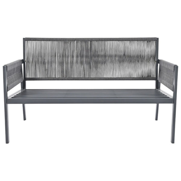 HomeRoots Four-Piece Gray Metal Outdoor Sofa Set with Cushions & Coffee Table for Stylish Comfort & Durability 654084