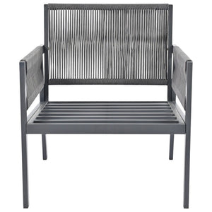 HomeRoots Four-Piece Gray Metal Outdoor Sofa Set with Cushions & Coffee Table for Stylish Comfort & Durability 654084