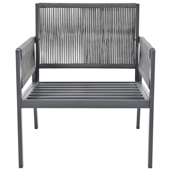 HomeRoots Four-Piece Gray Metal Outdoor Sofa Set with Cushions & Coffee Table for Stylish Comfort & Durability 654084