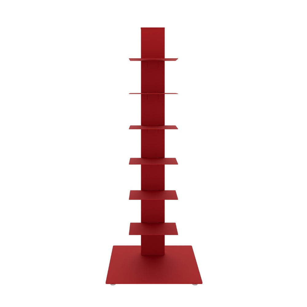 HomeRoots 38" Red Metal Six-Shelf Industrial Tower Bookcase - Stylish Space-Saving Display for Home or Office 654138