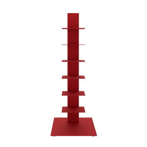 HomeRoots 38" Red Metal Six-Shelf Industrial Tower Bookcase - Stylish Space-Saving Display for Home or Office 654138